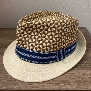 Men’s Cattani Fedora Geometric Straw Hat